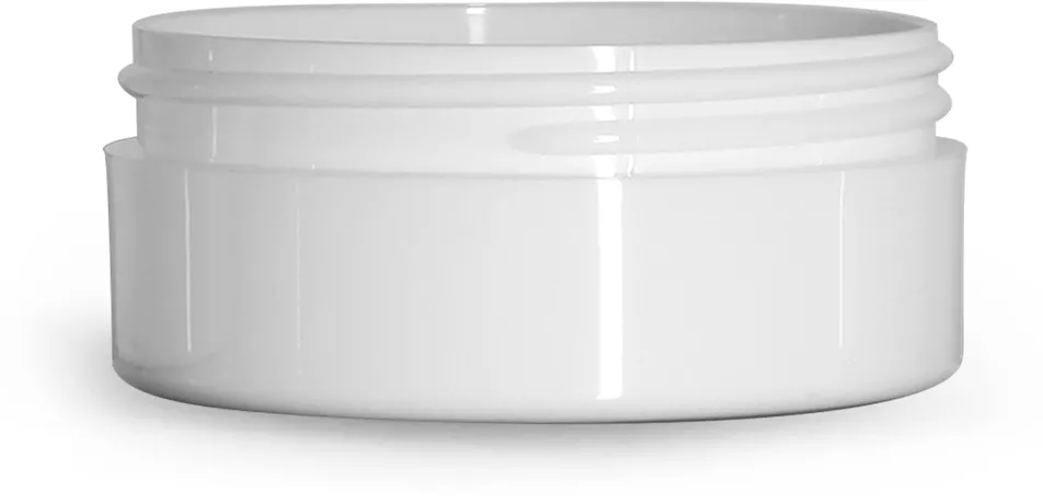 6 oz. White Polypropylene Low Profile Round Jar with 100mm Neck (Cap Sold  Separately)