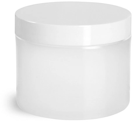 2 oz Frosted Natural Thick Wall Polypro Jars w/ White Smooth Plastic Lined Caps