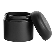 2 oz Frosted Black Polypro (PIR) Straight Sided Jars w/ Black Dome Caps