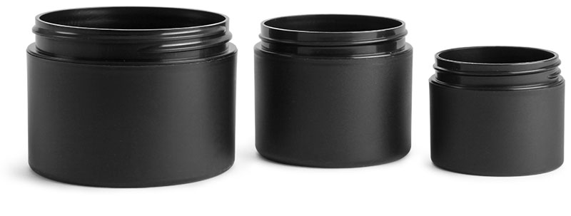 2 oz Frosted Black Polypro (PIR) Straight Sided Jars (Bulk), Caps NOT Included