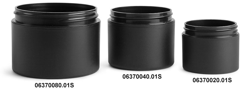 Plastic Jars, Frosted Black Polypro (PIR) Straight Sided Jars (Bulk), Caps NOT Included