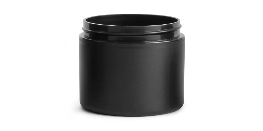 4 oz Frosted Black Polypro (PIR) Straight Sided Jars (Bulk), Caps NOT Included