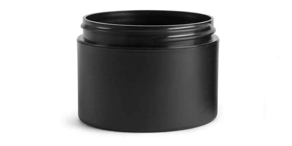 8 oz Frosted Black Polypro (PIR) Straight Sided Jars (Bulk), Caps NOT Included