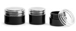 Polypropylene Plastic Jars, Black Thick Wall Jars w/ Clear Caps