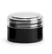 Polypropylene Plastic Jars, Black Thick Wall Jars w/ Clear Caps