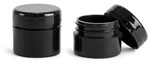 Polypropylene Plastic Jars, Black Thick Wall Jars w/ Black Lined Dome Caps