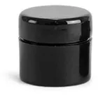 Polypropylene Plastic Jars, Black Thick Wall Jars w/ Black Lined Dome Caps