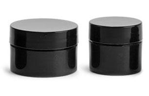 1/2 oz Black Polypro Straight Sided Thick Wall Jars w/ Black Smooth Lined Caps