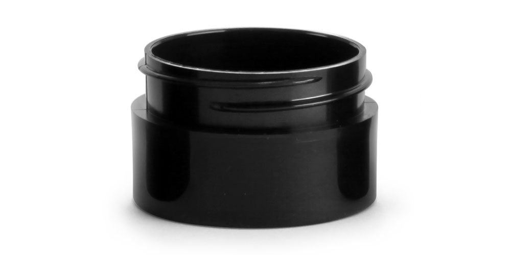 1/2 oz Black Polypro Straight Sided Thick Wall Jars (Bulk), Caps NOT Included