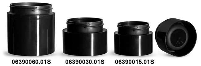 Plastic Jars, Black Polypropylene Round Open Bottom Jars (Bulk), Caps Not Included