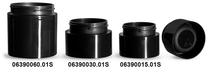 Plastic Jars, Black Polypropylene Round Open Bottom Jars (Bulk), Caps Not Included