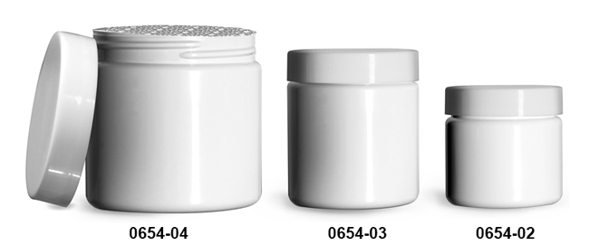 Plastic Jars, White PET (PCR) Straight Sided Jars w/ Smooth White PS22 Lined Caps