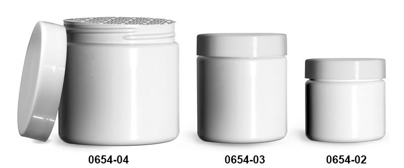 Plastic Jars, White PET (PCR) Straight Sided Jars w/ Smooth White PS22 Lined Caps