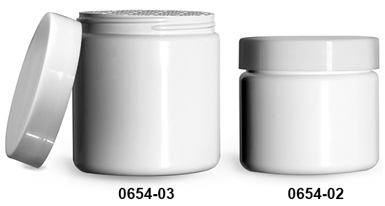 Plastic Jars, White PET (PCR) Straight Sided Jars w/ Smooth White PS22 Lined Caps