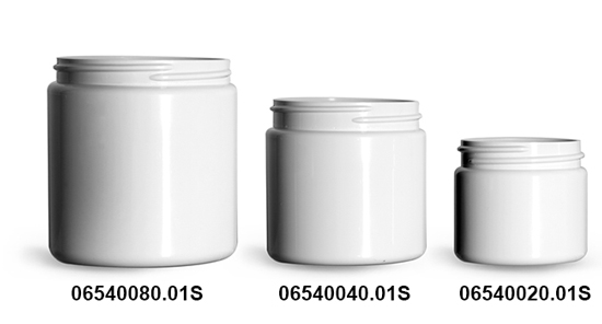 Plastic Jars, White PCR (PET) Straight Sided Jars (Bulk), Caps Not Included