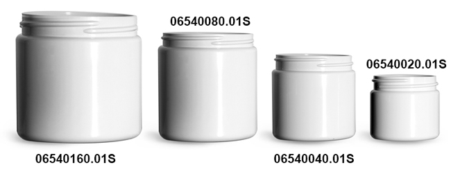 Plastic Jars, White PCR (PET) Straight Sided Jars (Bulk), Caps Not Included
