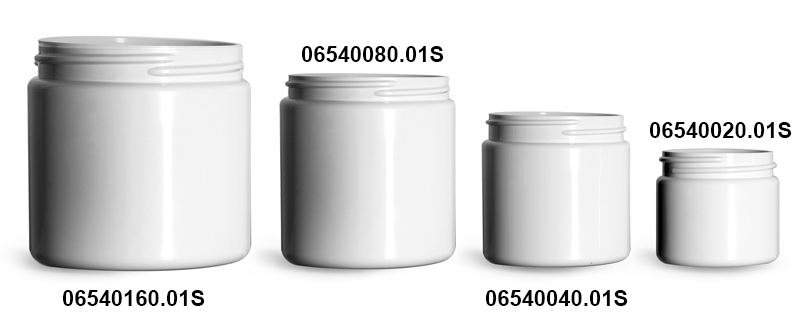 Plastic Jars, White PCR (PET) Straight Sided Jars (Bulk), Caps Not Included