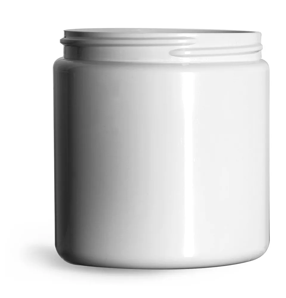 8 oz Plastic Jars, White PCR (PET) Straight Sided Jars (Bulk), Caps Not Included    