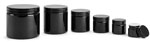 PET (PCR) Plastic Jars, Black Straight Sided Jars w/ Black PS22 Lined Caps  