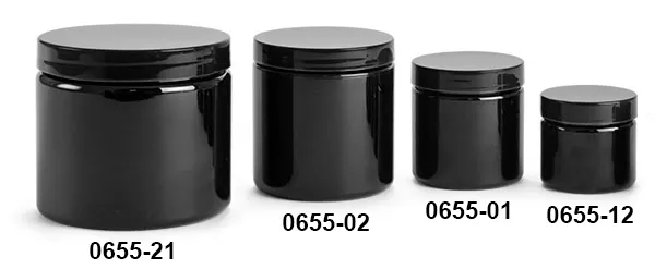 Plastic Spice Jars - 8 oz, Black Cap - Case of 48