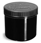 Black PET (PCR) Straight Sided Jars w/ Black PE (F217) Lined Child Resistant Caps