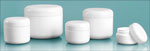 White Polypropylene Double Wall Radius Jars w/ White Lined Dome Caps