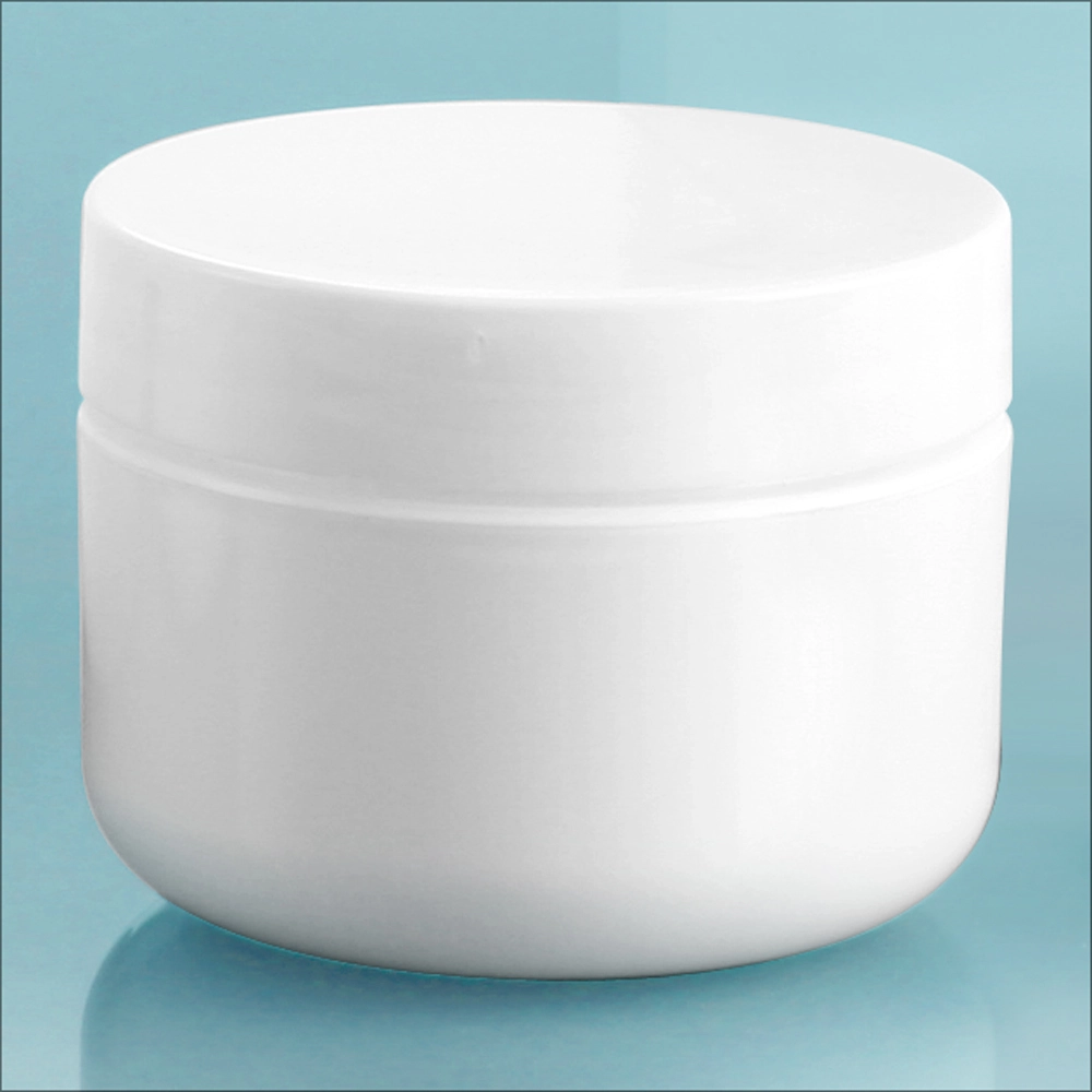1 oz White Polypro Double Wall Radius Jars w/ White Polypro Smooth PE Lined Caps