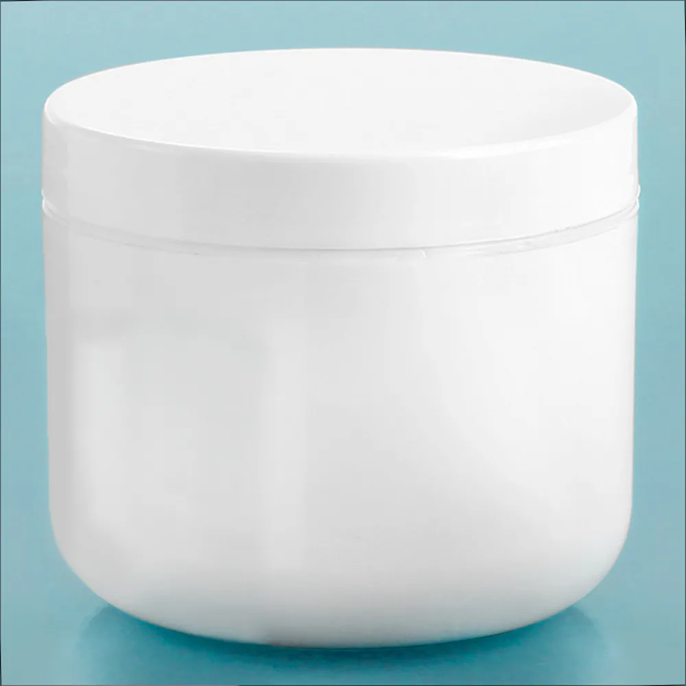 4 oz White Polypro Double Wall Radius Jars w/ White Polypro Smooth PE Lined Caps
