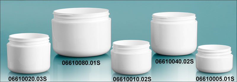 Plastic Jars, White Polypropylene Double Wall Radius Jars (Bulk) Caps Not Included