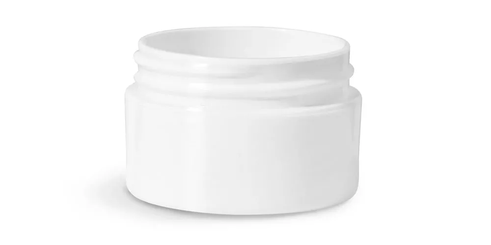 1/2 oz White Polypropylene Double Wall Straight Base Jars (Bulk) Caps Not Included