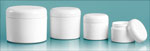 Polypropylene Plastic Jars, White Double Wall Jars w/ White Lined Dome Caps