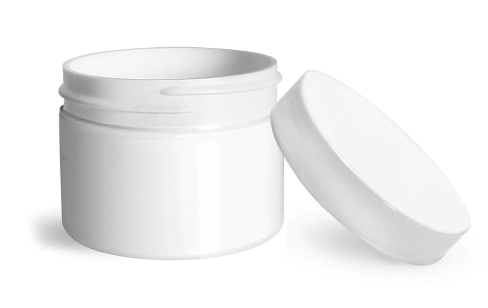 1 oz White Polypro Double Wall Jars w/ White Lined Caps