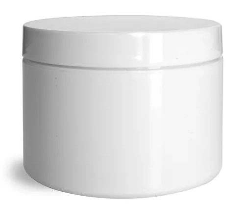 8 oz White Polypro Double Wall Jars w/ White Lined Caps