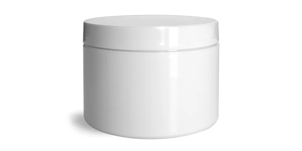 8 oz White Polypro Double Wall Straight Sided Jars w/ White Smooth PS22 Lined Caps