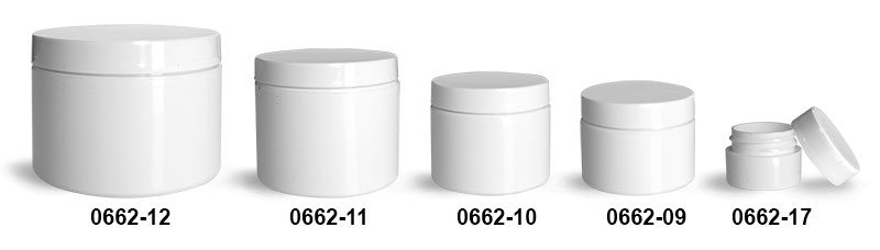 Plastic Jars, White Polypropylene Double Wall Jars w/ White Lined Caps
