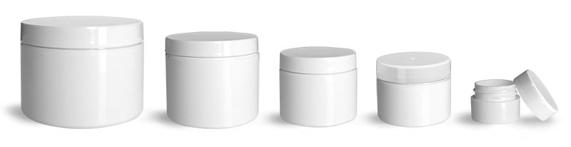 1 oz  White Polypropylene Double Wall Jars w/ White Lined Caps  