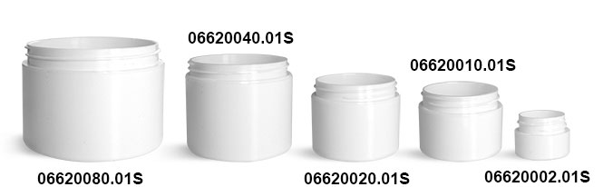 White Polypropylene Double Wall Straight Sided Jars (Bulk) Caps Not Included