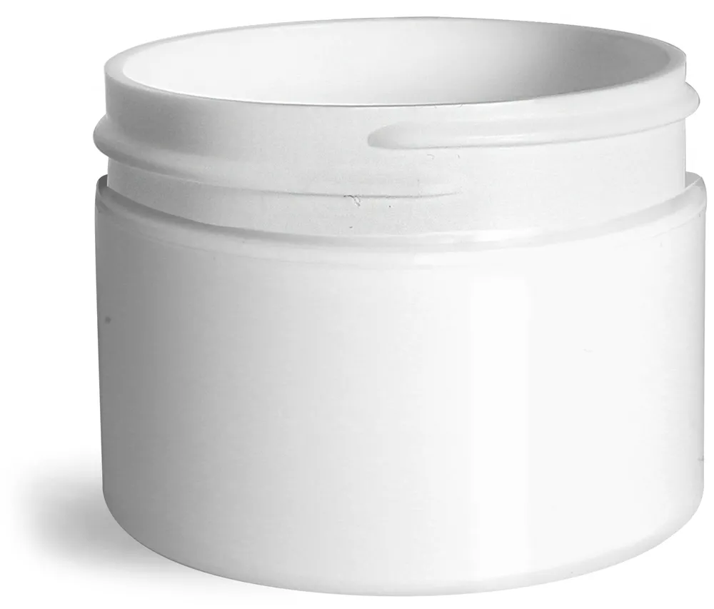 1 oz White Polypro Double Wall Straight Sided Jars (Bulk), Caps Not Included