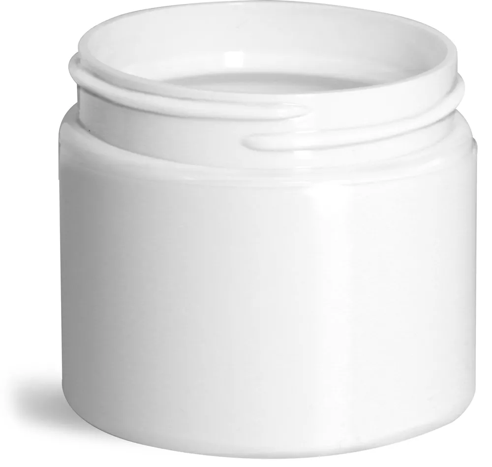 2 oz White Polypro Double Wall Straight Sided Jars (Bulk), Caps Not Included