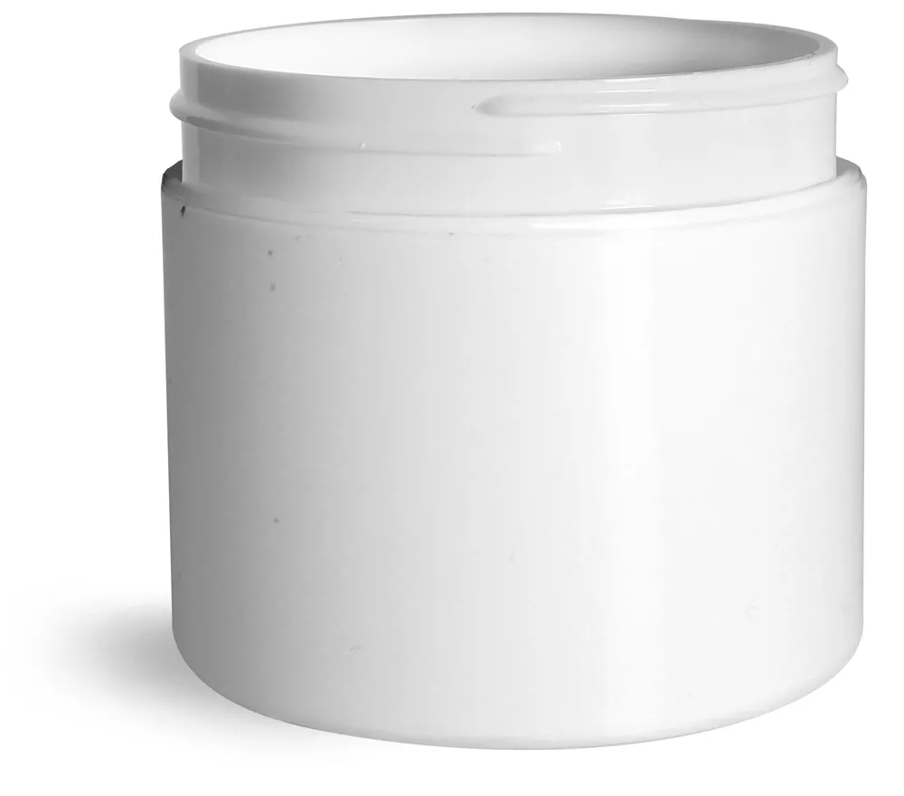 4 oz White Polypro Double Wall Straight Sided Jars (Bulk), Caps Not Included