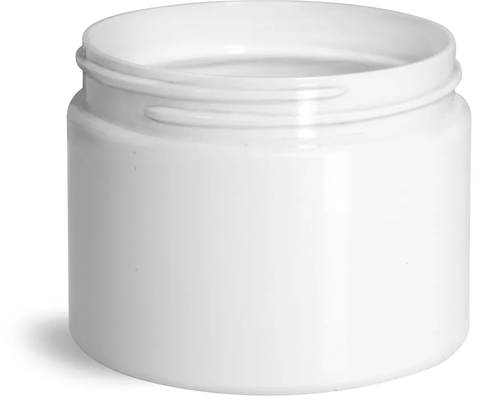 8 oz White Polypro Double Wall Straight Sided Jars (Bulk), Caps Not Included