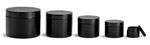Polypropylene Plastic Jars, Black Double Wall Jars with Smooth Black PE Lined Caps