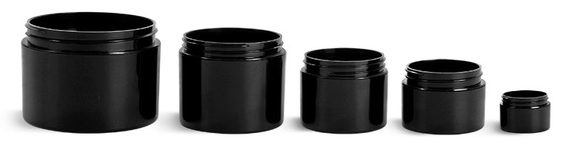 2 oz Black Polypro Double Wall Straight Sided Jars (Bulk), Caps Not Included