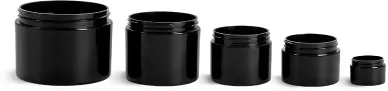 Black Polypropylene Double Wall Straight Sided Jars (Bulk), Caps Not Included