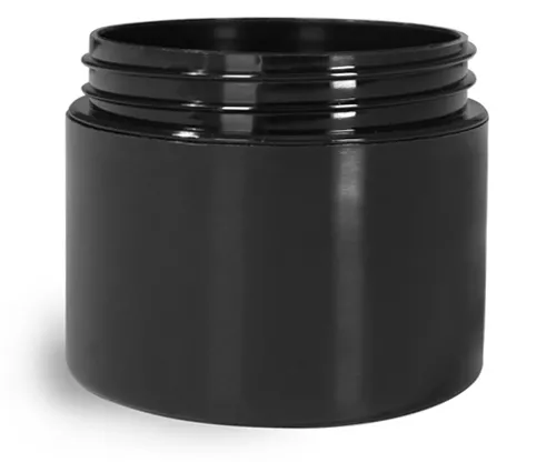 2 oz Black Polypro Double Wall Straight Sided Jars (Bulk), Caps Not Included
