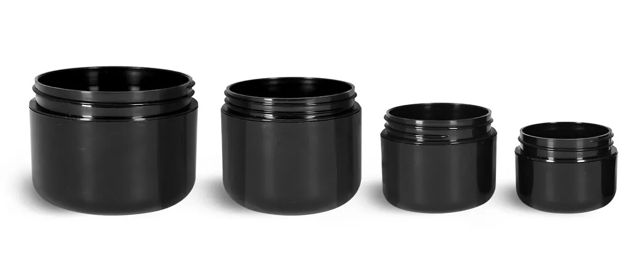 Plastic Jars, Black Plastic Double Wall Radius Jars (Bulk) Caps NOT Included