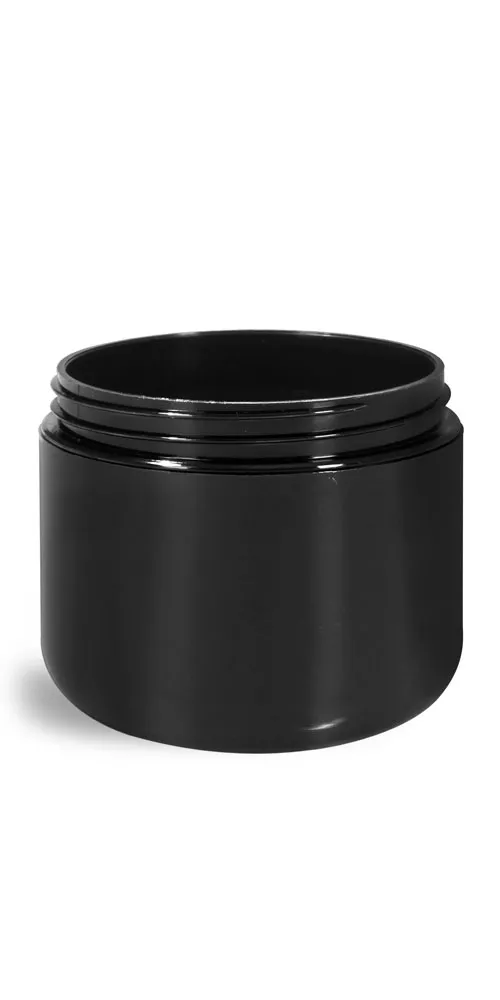 4 oz Plastic Jars, Black Polypropylene Double Wall Radius Jars (Bulk) Caps NOT Included