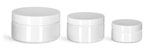 PET Plastic Jars, White Heavy Wall Jars w/ White Smooth Unlined Caps