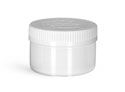 PET Plastic Jars, White Heavy Wall Jars w/ White Child Resistant Caps