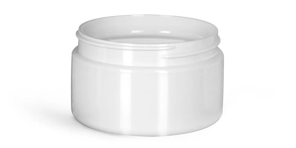 4 oz Plastic Jars, White PET Heavy Wall Jars (Bulk), Caps NOT Included